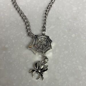 Silver Spider Web Necklace